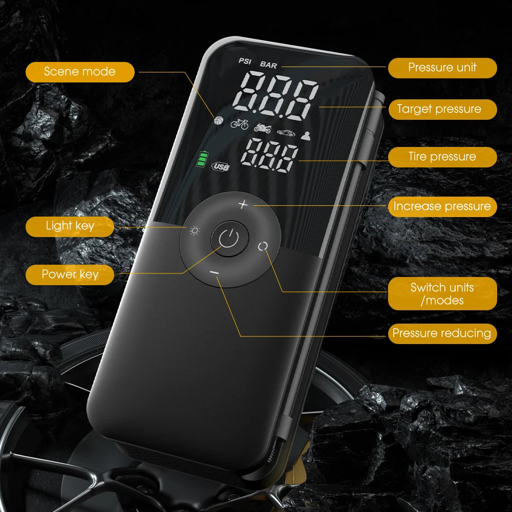 PORTABLE TYRE PUMP and POWER BANK (UNIVERSAL)