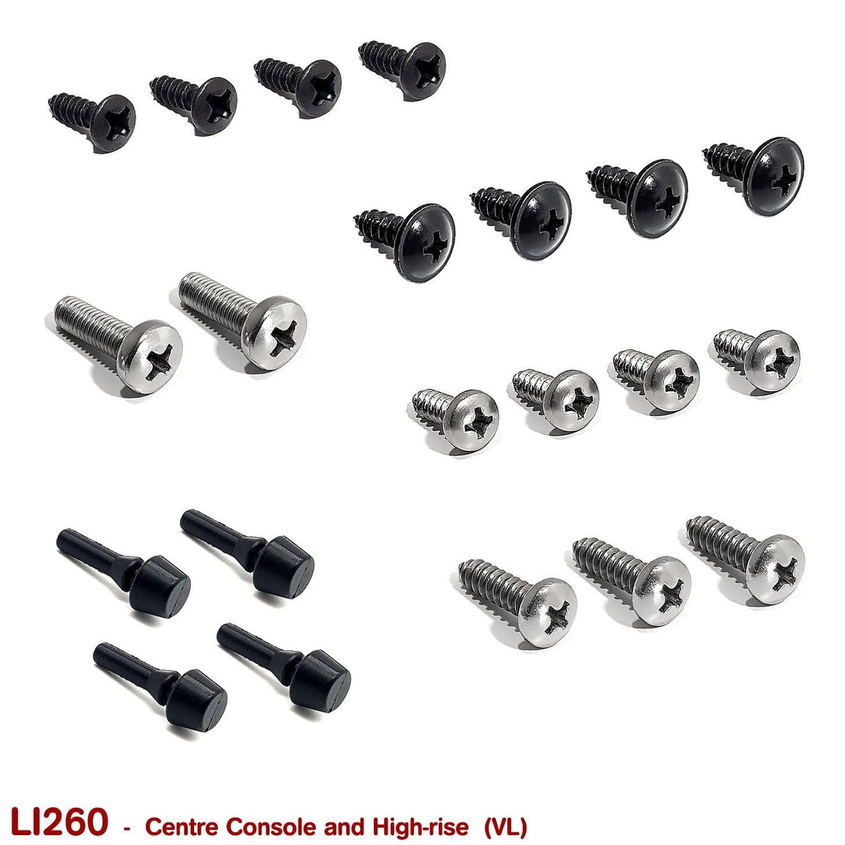 CENTRE CONSOLE, HIGH RISE and LID RUBBERS + SCREWS for VL - HOLDCOM AUTO PARTS