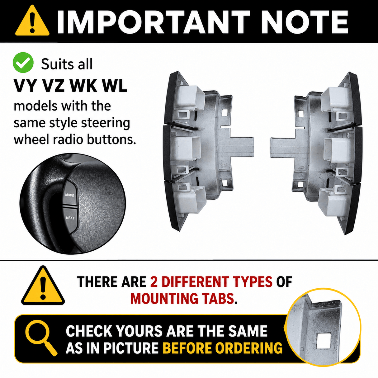 STEERING WHEEL RADIO BUTTONS for VY VZ WK WL - HOLDCOM AUTO PARTS