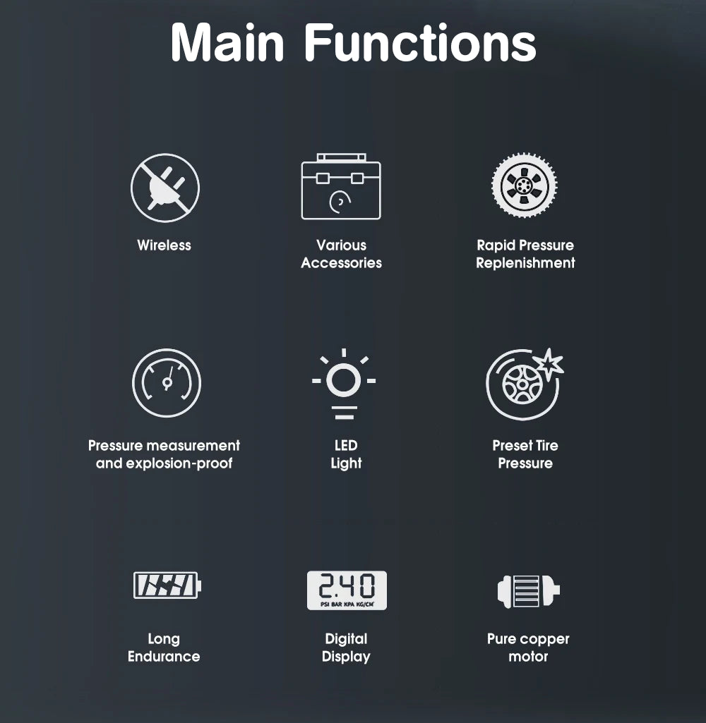 PORTABLE TYRE PUMP and POWER BANK  (UNIVERSAL)